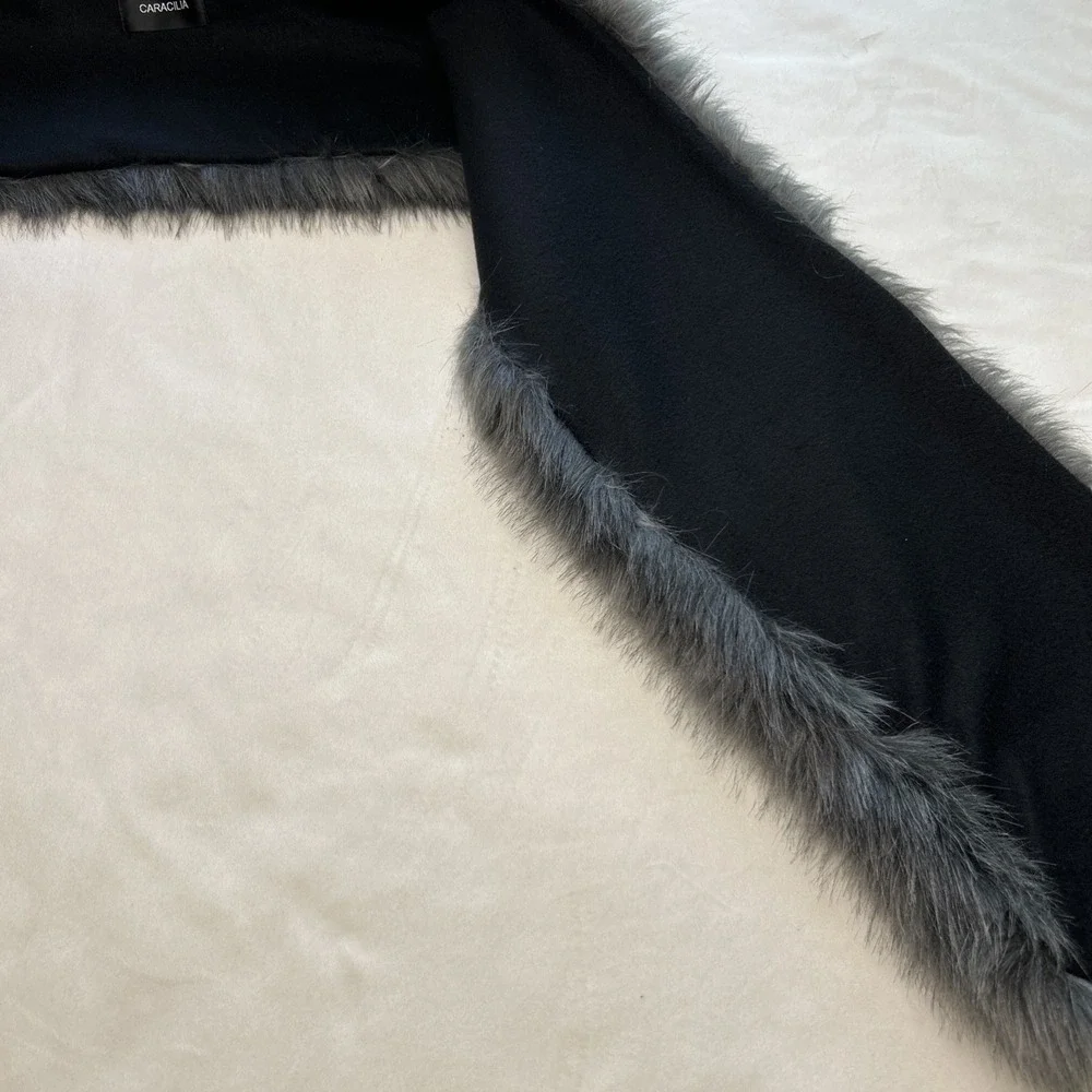 Caracilia Women's Gray Faux Fur Scarf Large Neck Warmer Wrap Winter Fashion Soft
